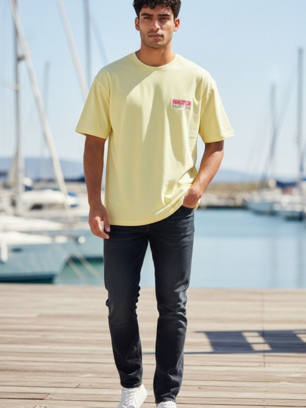NWT Men's Nautica Sailing Regatta Graphic T-shirt in Light Olive Size XL
